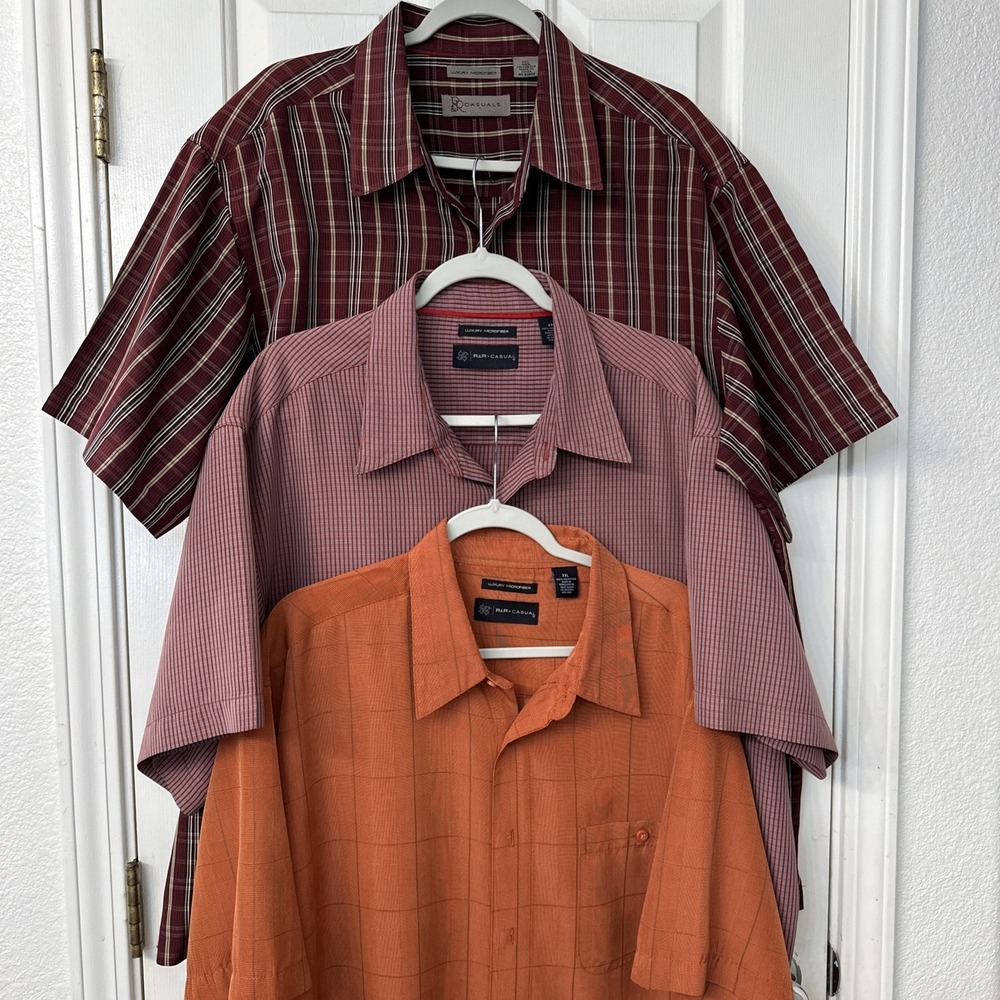 Lot Of 3 R&R Casual Men's XXL Shirts Short Sleeve Button Luxury Microfiber
